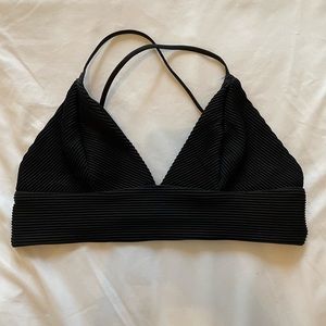 Black ribbed midline bikini top